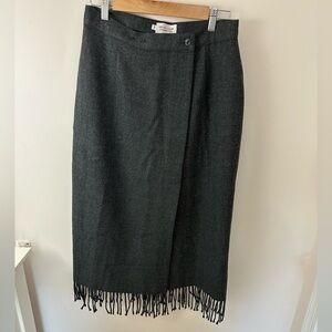 Vintage fringe virgin wool skirt United Color of Benetton gray size 8
